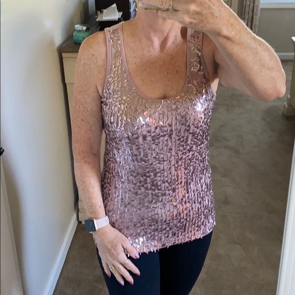 CHRISTMAS CLEARANCE!!! Apt 9 dusty pink sequined front tank top - Picture 3 of 8